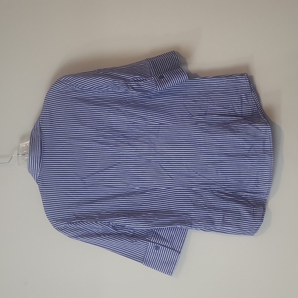 7TH AVENUE Blue White Sequin Dragonfly  Bug Short Cuffed Sleeve V-Neck Blouse - Picture 8 of 11